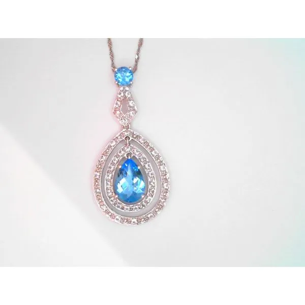 14Kt White Gold Blue and White Topaz Pendant Chipper's Jewelry Bonney Lake, WA
