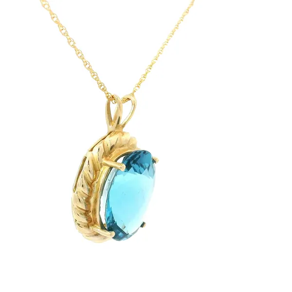 10K Yellow Gold Oval Blue Topaz 11x15 Pendant with 14K Gold-Filled 18" Chain Image 2 Chipper's Jewelry Bonney Lake, WA