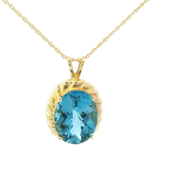 10K Yellow Gold Oval Blue Topaz 11x15 Pendant with 14K Gold-Filled 18" Chain Chipper's Jewelry Bonney Lake, WA