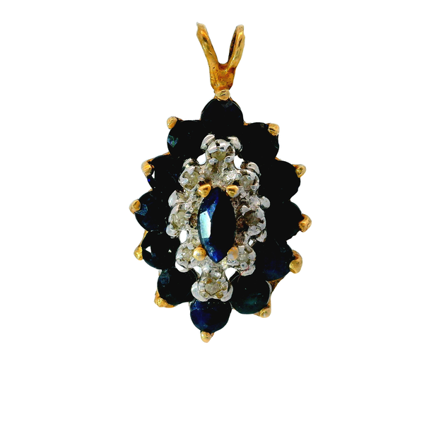 14Kt Yellow Gold Sapphire & Diamond Pendant with Gold-Filled Chain Chipper's Jewelry Bonney Lake, WA