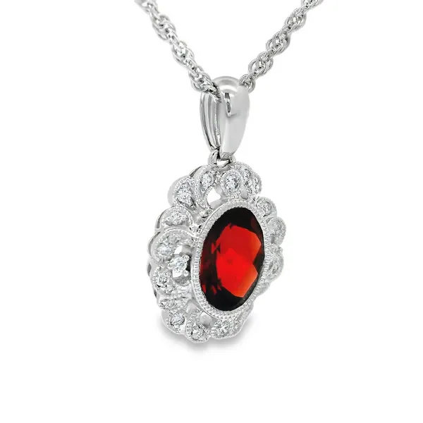 14K White Gold Garnet Diamond Pendant Image 2 Chipper's Jewelry Bonney Lake, WA