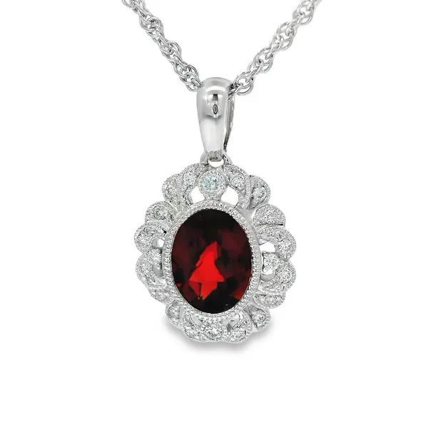 14K White Gold Garnet Diamond Pendant Chipper's Jewelry Bonney Lake, WA