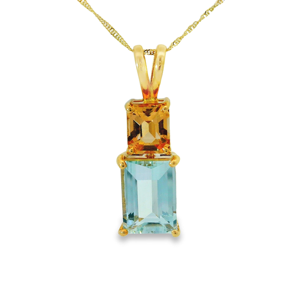 14K Yellow Gold Aquamarine Pendant Chipper's Jewelry Bonney Lake, WA