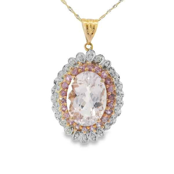 14K Yellow Gold Kunzite, Pink Tourmaline, and Diamond Pendant Chipper's Jewelry Bonney Lake, WA