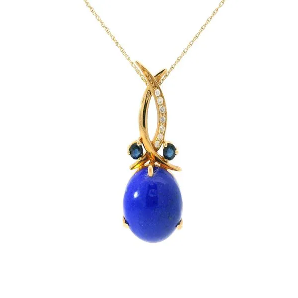 14K Yellow Gold Lapis Pendant with 14K Yellow Gold Chain Chipper's Jewelry Bonney Lake, WA