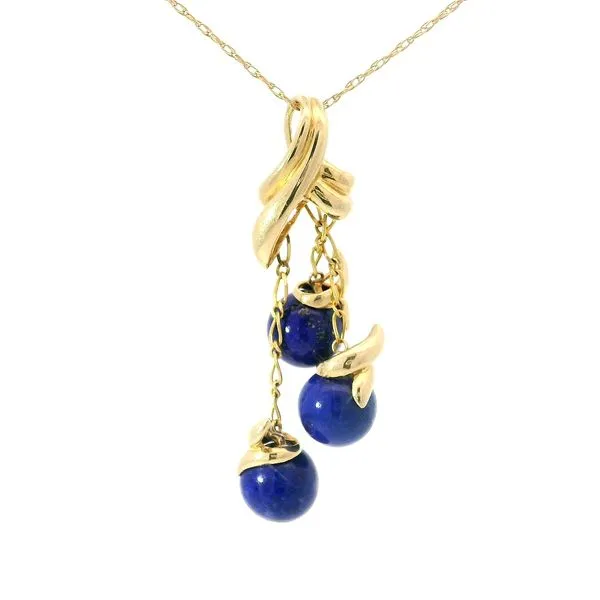 14K Yellow Gold Lapis Bead Pendant with 14K Yellow Gold Chain Chipper's Jewelry Bonney Lake, WA