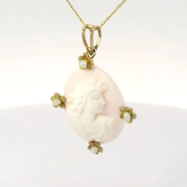 Vintage 10K Yellow Gold Cameo Pendant with 18" Gold Filled Chain Image 3 Chipper's Jewelry Bonney Lake, WA