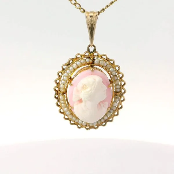 14K Yellow Gold Cameo Pendant with 18" Gold Filled Chain Image 4 Chipper's Jewelry Bonney Lake, WA