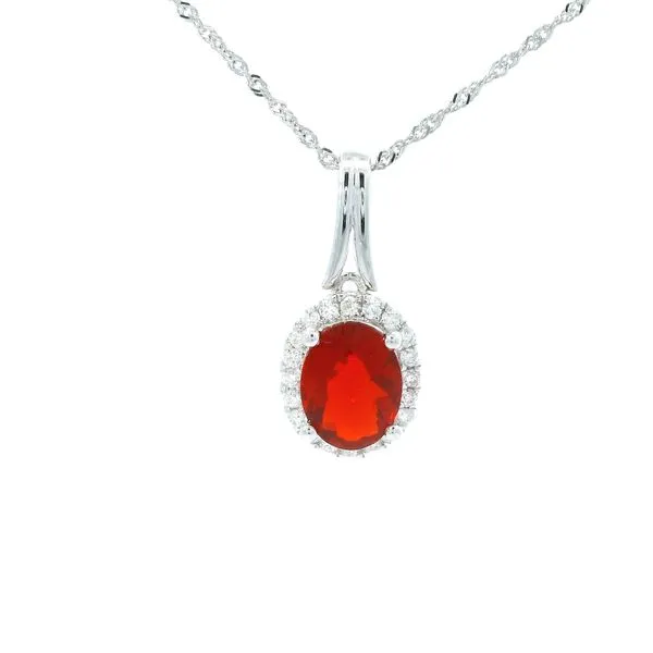 14K White Gold Fire Opal Pendant Chipper's Jewelry Bonney Lake, WA