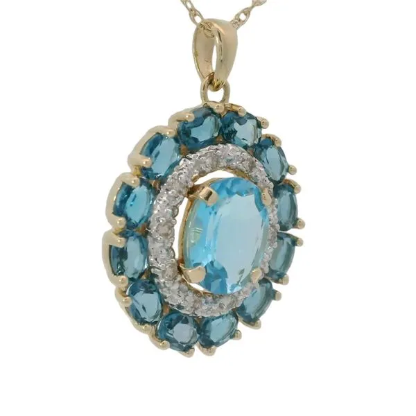 14Kt Yellow Blue Topaz Pendant with 18" Fine Rope Chain Image 2 Chipper's Jewelry Bonney Lake, WA