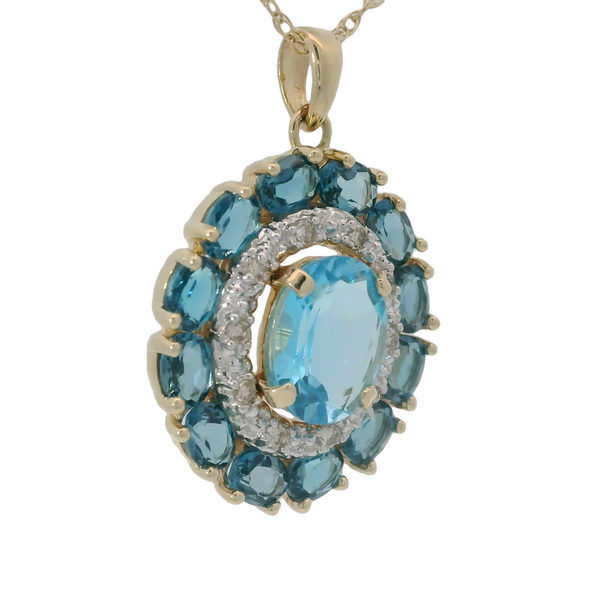 14KY Blue Topaz Pendant w/18