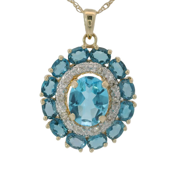 14KY Blue Topaz Pendant w/18