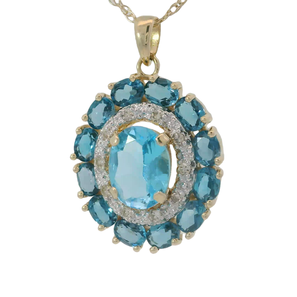 14KY Blue Topaz Pendant w/18