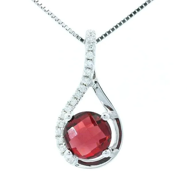14K White Gold Garnet Diamond Pendant Chipper's Jewelry Bonney Lake, WA