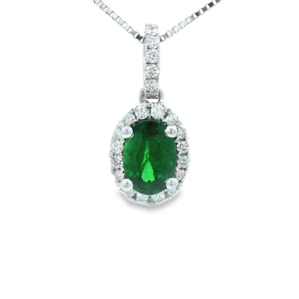 14K White Gold Tsavorite Garnet Diamond Pendant Chipper's Jewelry Bonney Lake, WA