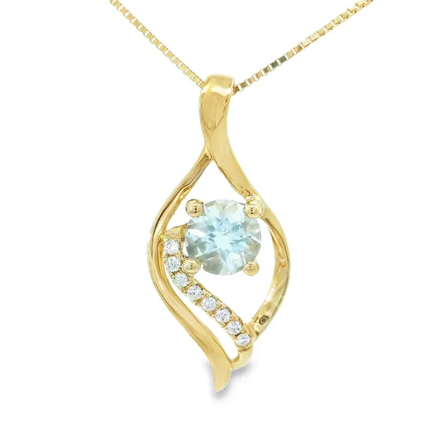 14K Yellow Gold Aquamarine Diamond Pendant Chipper's Jewelry Bonney Lake, WA