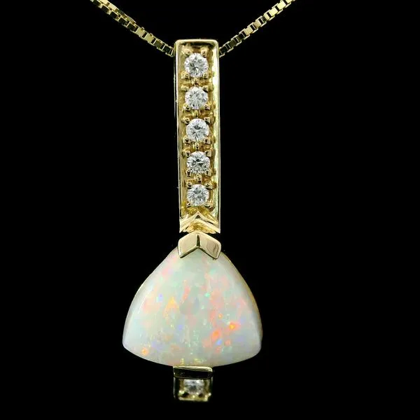 14K Yellow Gold Opal Diamond Pendant Chipper's Jewelry Bonney Lake, WA