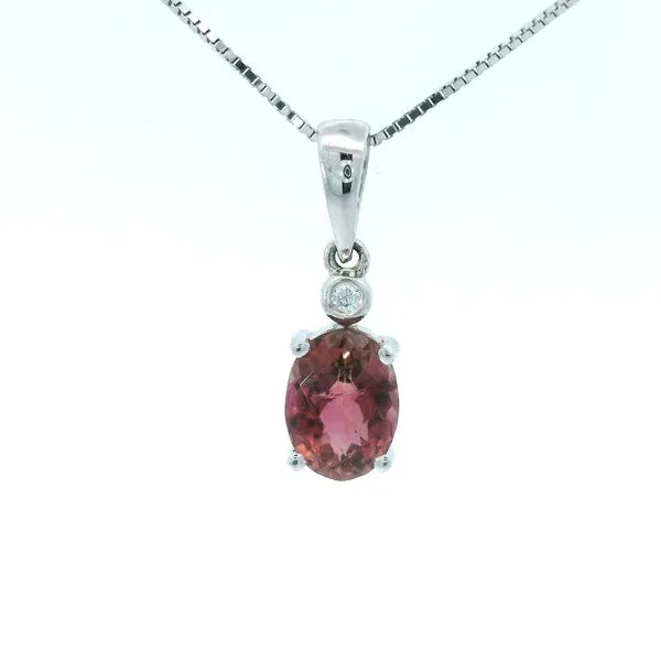 14K White Gold Oval Pink Tourmaline Pendant Chipper's Jewelry Bonney Lake, WA