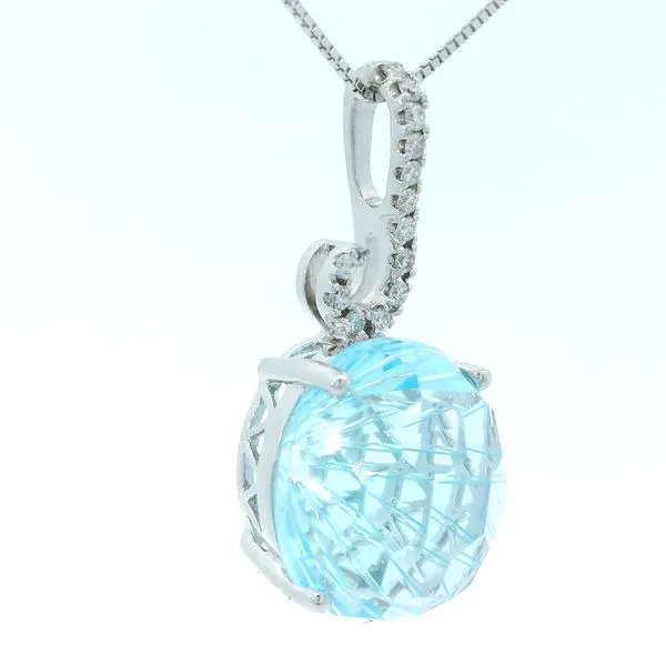 14K White Gold Blue Topaz Diamond Pendant Image 2 Chipper's Jewelry Bonney Lake, WA