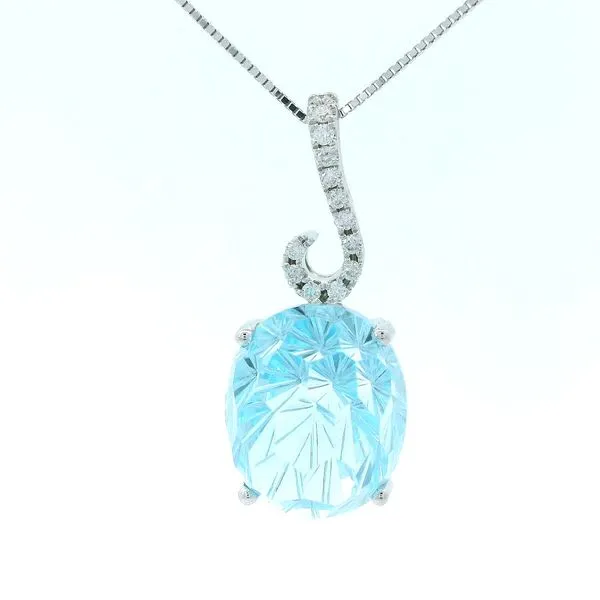 14K White Gold Blue Topaz Diamond Pendant Chipper's Jewelry Bonney Lake, WA