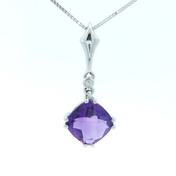 14K White Gold Amethyst Diamond Pendant Chipper's Jewelry Bonney Lake, WA