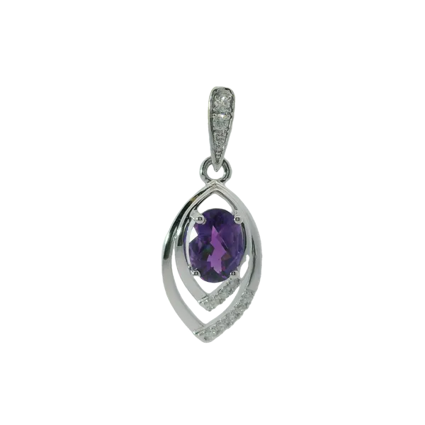 14K White Gold Amethyst Diamond Pendant Image 2 Chipper's Jewelry Bonney Lake, WA