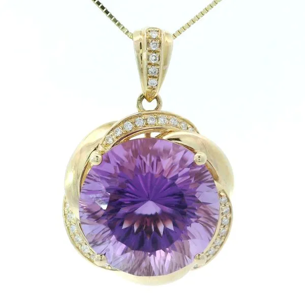 14K Yellow Gold Amethyst Diamond Pendant Chipper's Jewelry Bonney Lake, WA