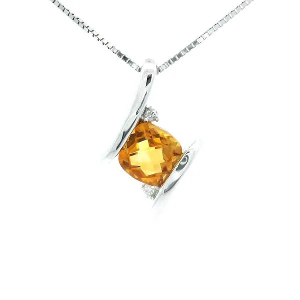 14Kt White Gold Citrine Diamond Pendant Image 3 Chipper's Jewelry Bonney Lake, WA