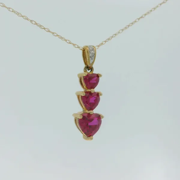 10KY Lab Created Ruby Heart Pendant w/18