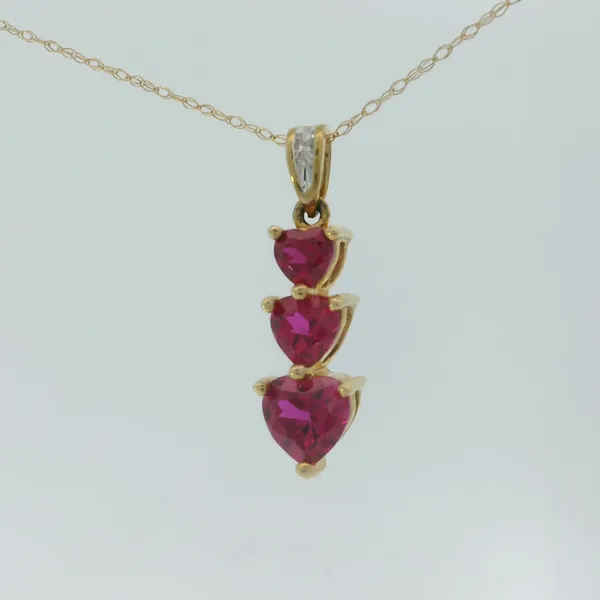 10KY Lab Created Ruby Heart Pendant w/18