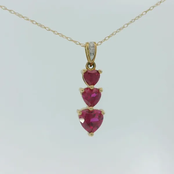10KY Lab Created Ruby Heart Pendant w/18
