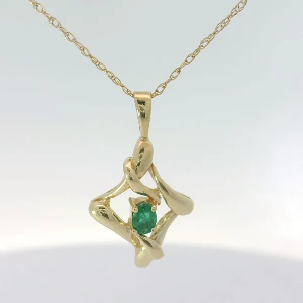 14KY Emerald Pendant w/18