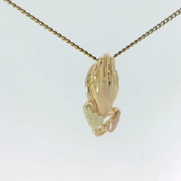 10KY Praying Hands Charm Pendant w/18