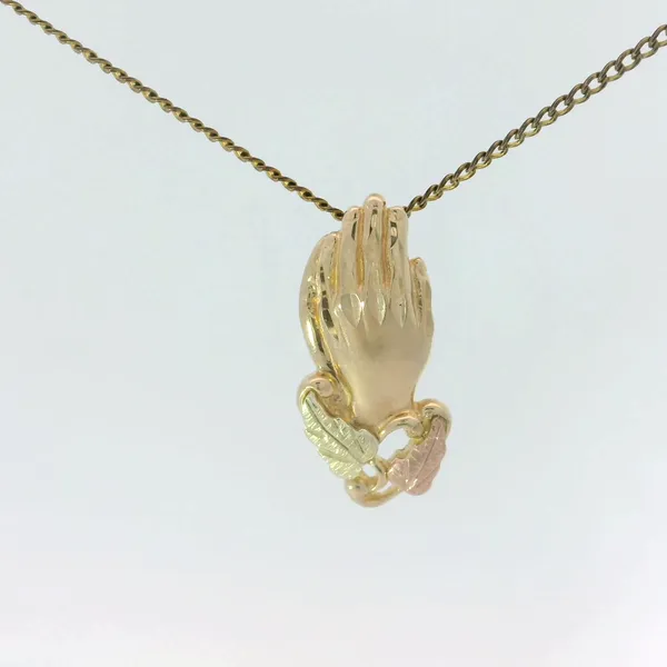 10KY Praying Hands Charm Pendant w/18