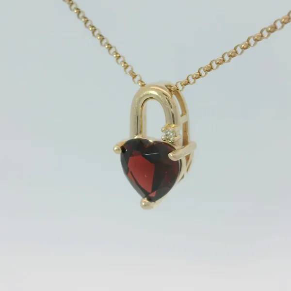 14KW Garnet/Diamond Pendant w/18