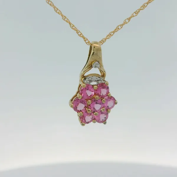 10KY Pink Tourmaline Pendant w/18