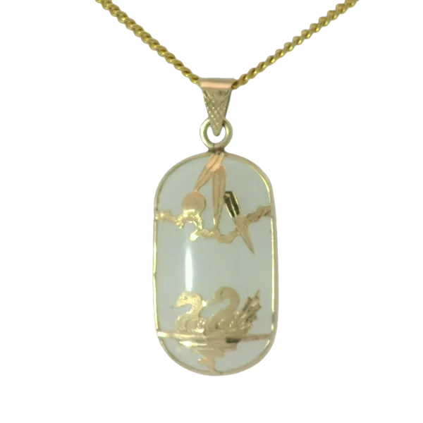 14KY Jade Pendant w/18
