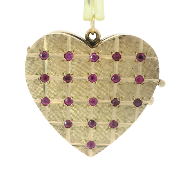Vintage 1940's Heart Ruby Locket in 14KY Yellow Gold Chipper's Jewelry Bonney Lake, WA