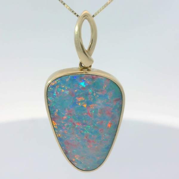 Opal Doublet Freeform Pendant in 14K Yellow Gold Chipper's Jewelry Bonney Lake, WA