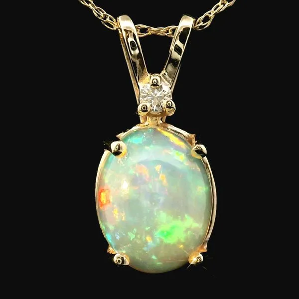 14KY Opal Diamond Pendant w/16
