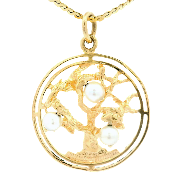 Cultured Pearl Tree of Life Pendant with Chain Chipper's Jewelry Bonney Lake, WA