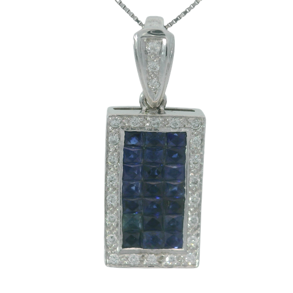 18K White Gold Diamond Sapphire Pendant Chipper's Jewelry Bonney Lake, WA
