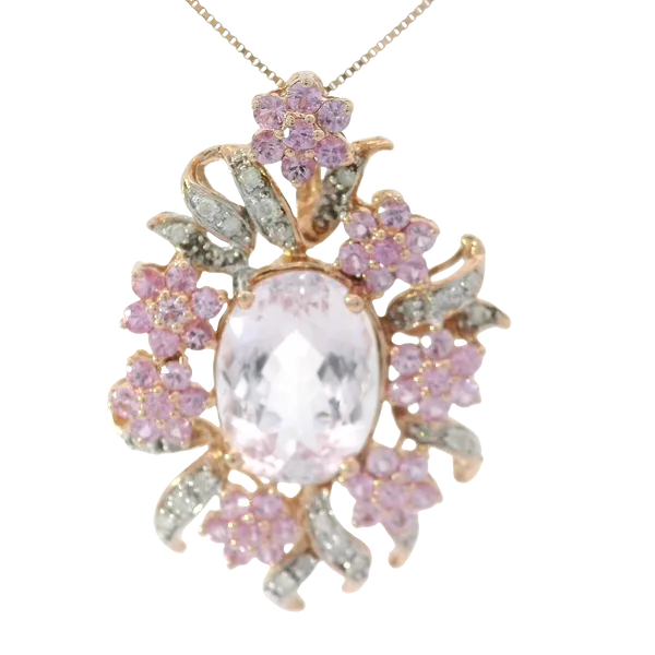 14KR Kunzite Diamond Floral Pendant in 14K Rose Gold Chipper's Jewelry Bonney Lake, WA