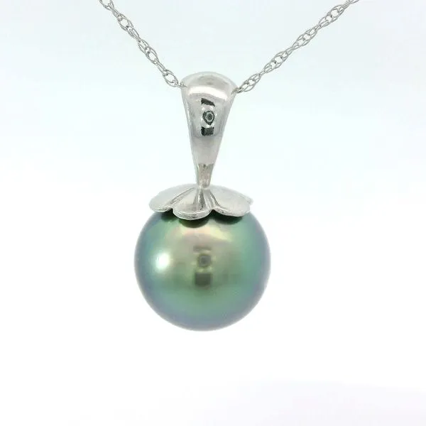 14KW 10mm Tahitian Pearl Drop Pendant w/10KW 16