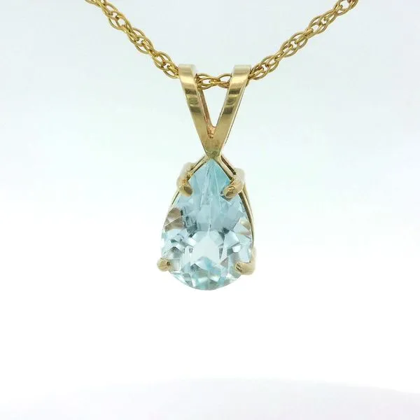 14KY Blue Topaz Pear Pendant w/18