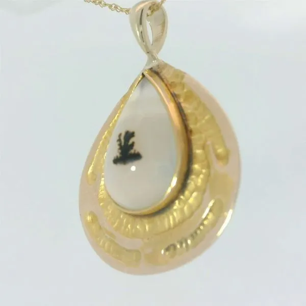 10KY Vintage Dendritic Agate Pendant w/18