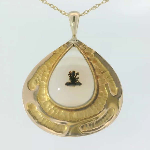 Vintage Dendritic Agate Pendant in 10K Yellow Gold Chipper's Jewelry Bonney Lake, WA