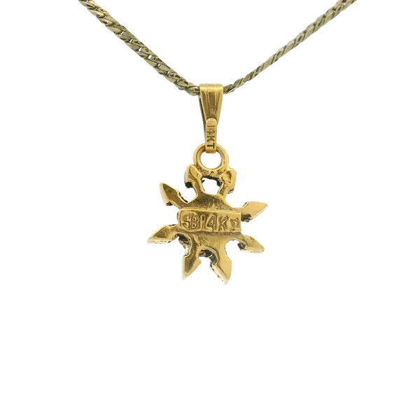 14KY Vintage Sapphire Flower Pendantw/16