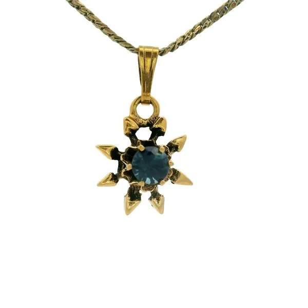 14KY Vintage Sapphire Flower Pendantw/16