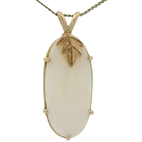 14KY 24 x 10 Opal Pendant w/18